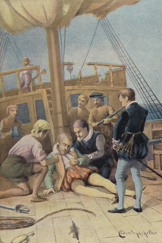 The Death of Sir Richard Grenville (farge litho) av English School