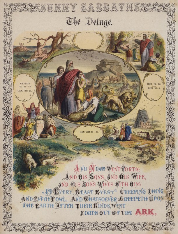 The Deluge (farget gravering) av English School