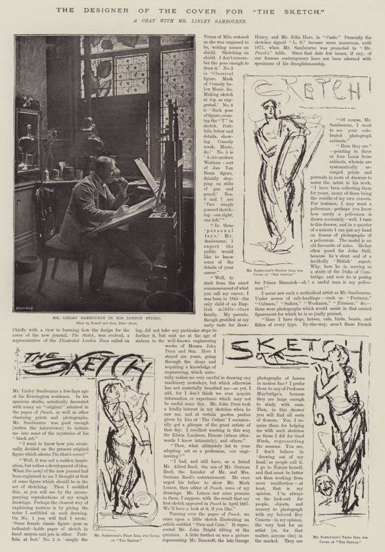 Designeren av omslaget til "The Sketch" (litho) av English School