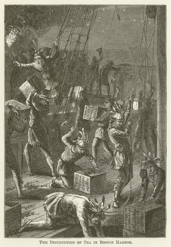 Ødeleggelsen av te i Boston Harbor av English School