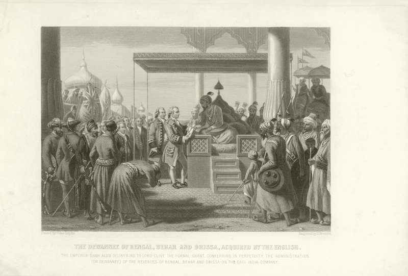 Diwani fra Bengal, Bihar og Orissa ervervet av engelskmennene, India, 1765 av English School
