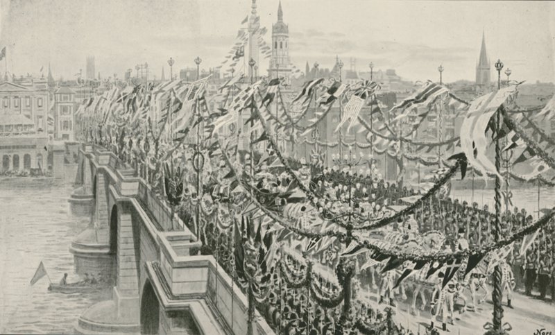 Diamantjubileumsprosesjonen krysser London Bridge av English School