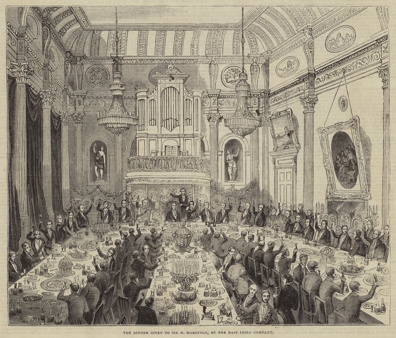 Middagen gitt til Sir H Hardinge, av East India Company (gravering) av English School