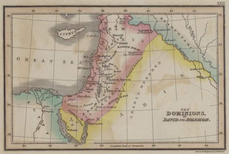 The Dominions of David and Salomon (farget gravering) av English School