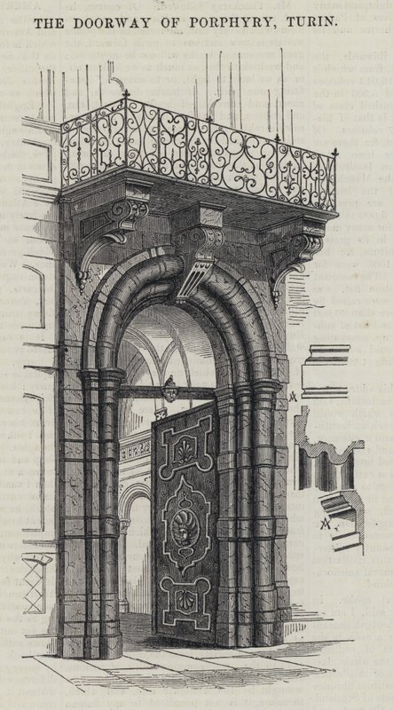 Døråpningen til Porphyry, Torino (gravering) av English School