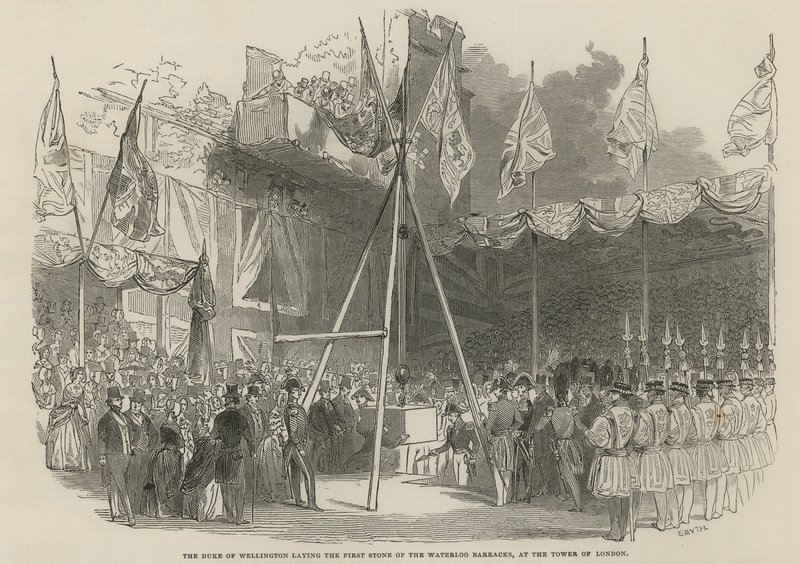 Hertugen av Wellington legger den første steinen til Waterloo Barracks av English School