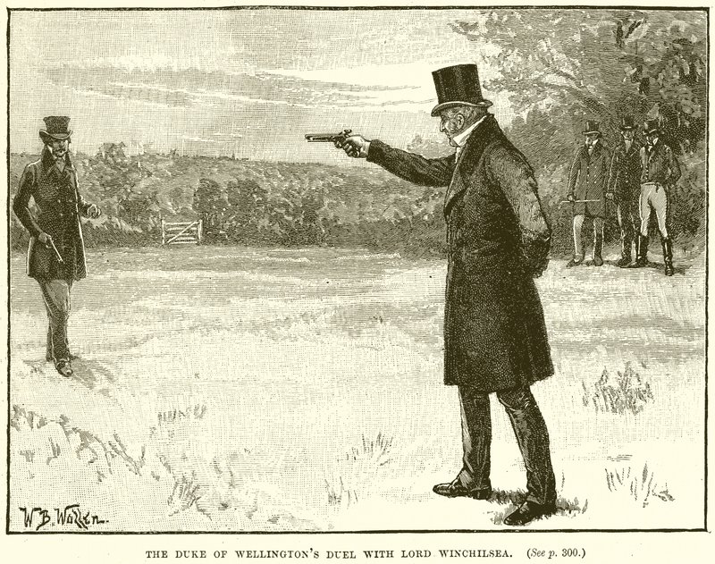 The Duke of Wellingtons Duell med Lord Winchilsea av English School