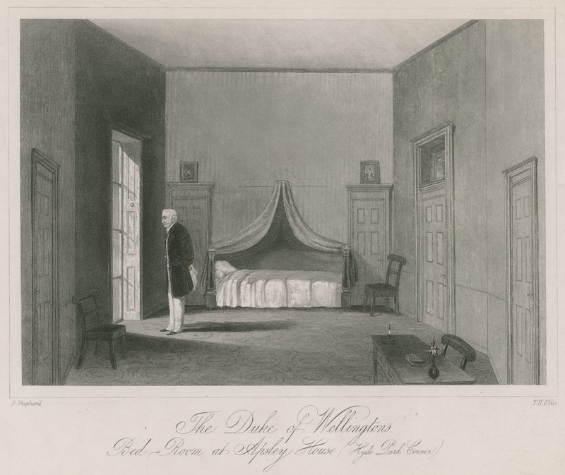 The Duke of Wellingtons soverom på Apsley House, Hyde Park Corner av English School