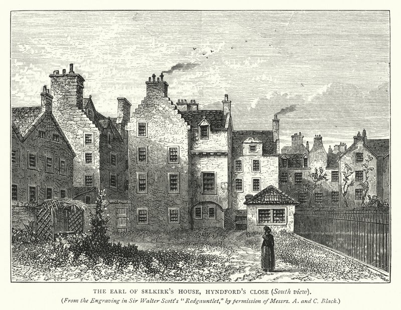 The Earl of Selkirk's House, Hyndford's Close, sørutsikt (gravering) av English School