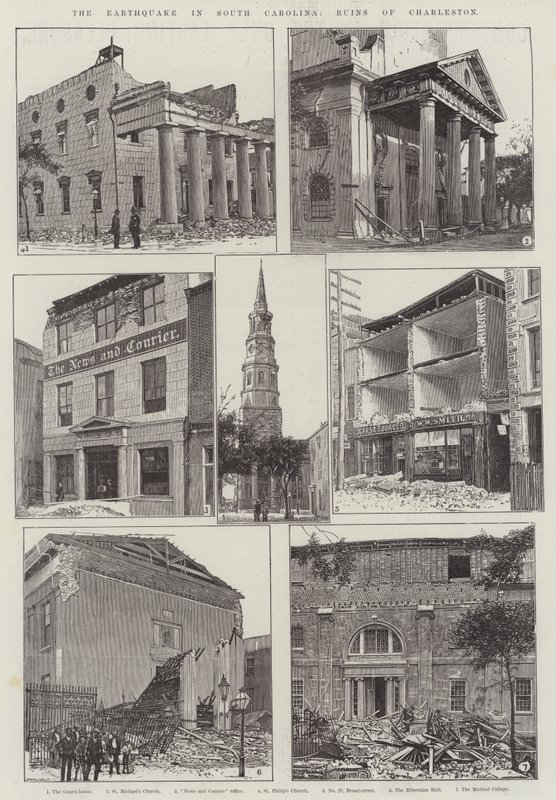 Jordskjelvet i South Carolina, Ruins of Charleston (gravering) av English School