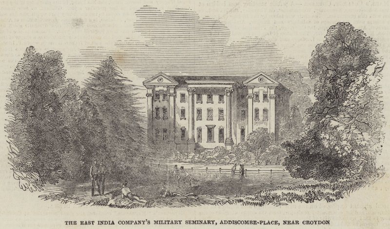 East India Company's Military Seminary, Addiscombe-Place, nær Croydon (gravering) av English School