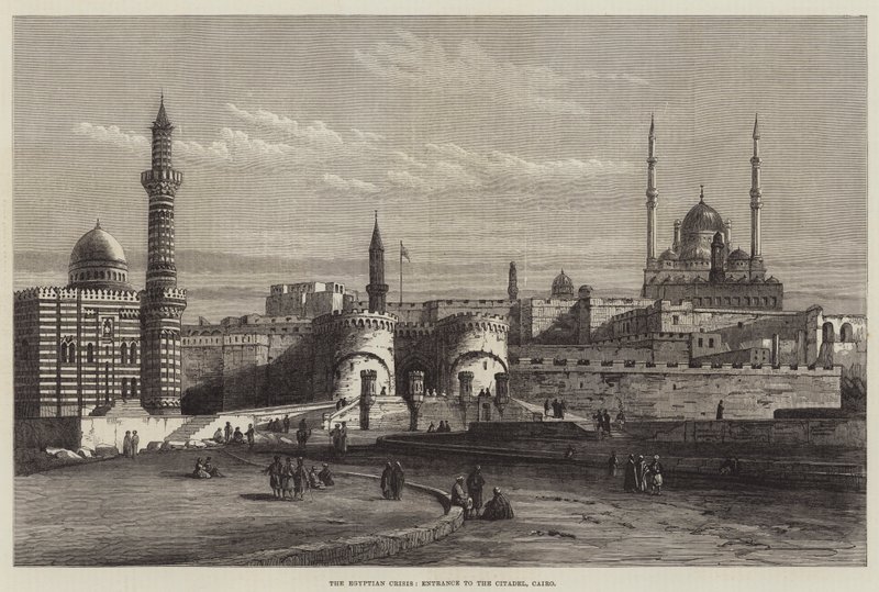 Den egyptiske krisen, inngangen til citadellet, Kairo (gravering) av English School