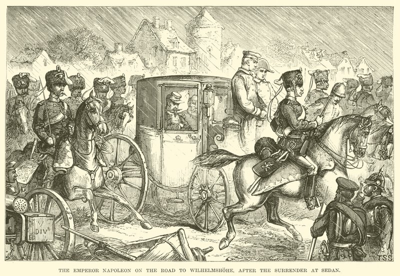 Keiser Napoleon på veien til Wilhelmshohe, etter overgivelsen ved Sedan (gravering) av English School