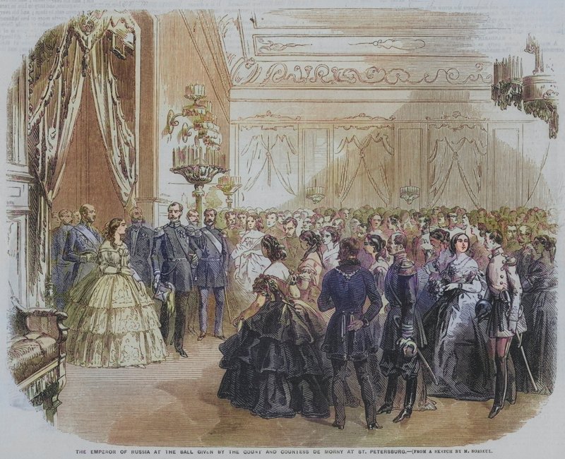 Keiseren av Russland ved ballet gitt av greven og grevinne de Morny i St. Petersburg (gravering) av English School