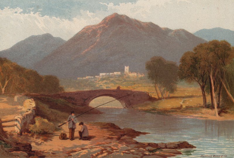 The English Lakes, Ambleside (farge litho) av English School