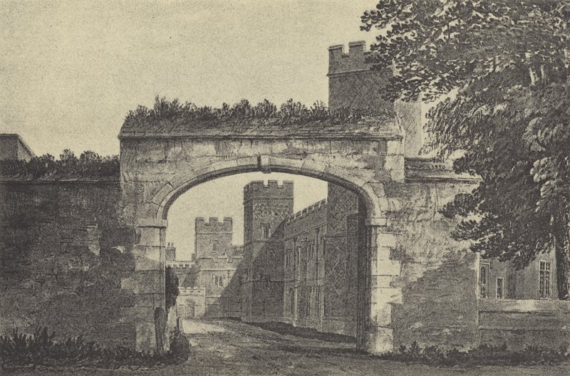Inngangen til Westons Yard, 1818 (gravyr) av English School