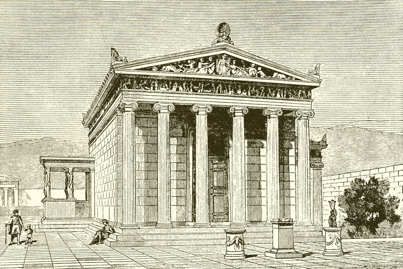 Erechtheion, et berømt tempel i Athen til helten Erectheios av English School