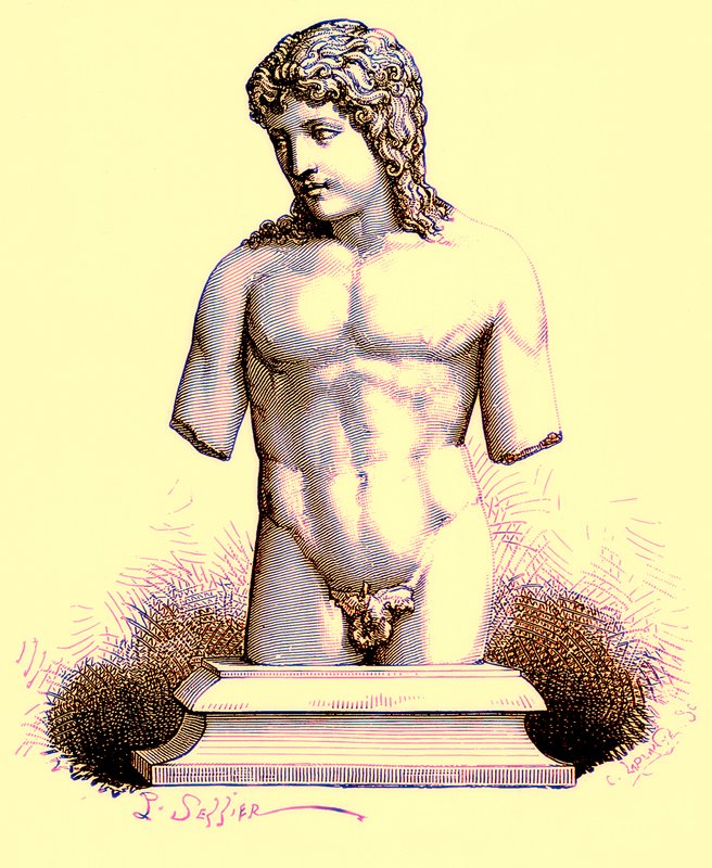 The Eros of the Vatican, statue i Vatikanet, illustrasjon fra History of Rome av Victor Duruy, utgitt 1884 (digitalt forbedret bilde) av English School