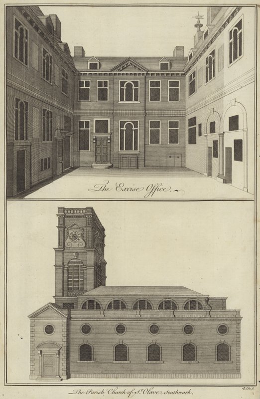 Excise Office, London og Parish Church of St Olave, Southwark av English School
