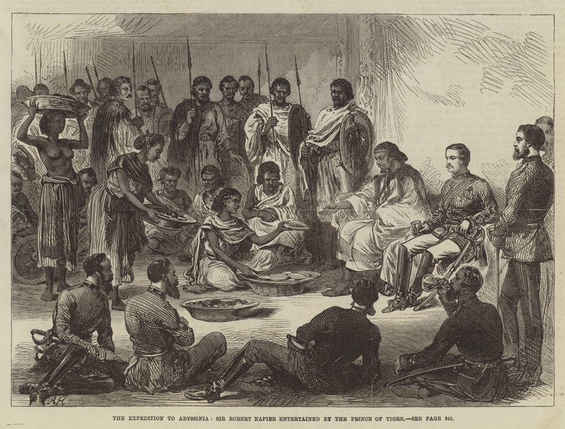 Ekspedisjonen til Abyssinia, Sir Robert Napier underholdt av prinsen av Tigre (gravering) av English School
