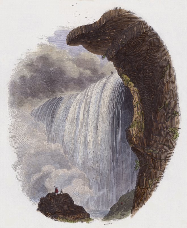 The Falls of Niagara (farget gravering) av English School