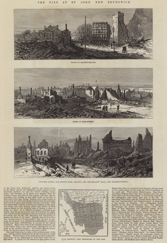 The Fire at St John, New Brunswick (gravering) av English School