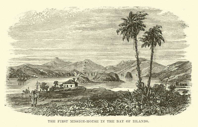 Det første misjonshuset i Bay of Islands av English School
