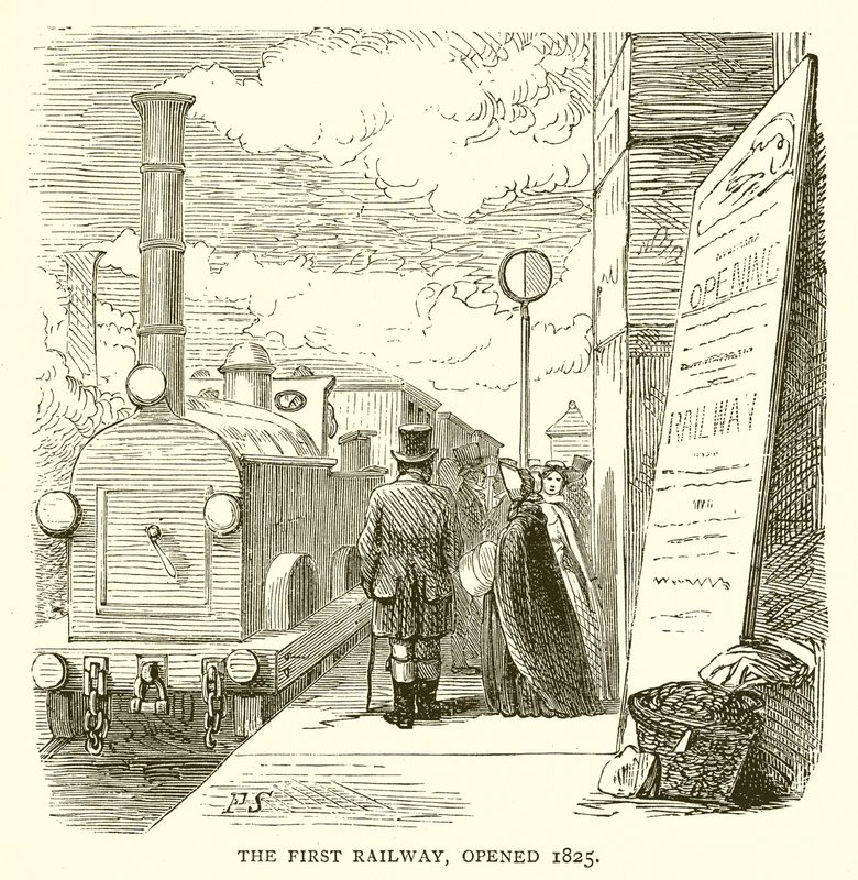 Den første jernbanen, åpnet 1825 av English School