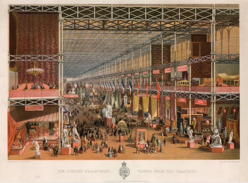 Utenriksdepartementet sett fra transeptet, Great Exhibition, 1851 av English School