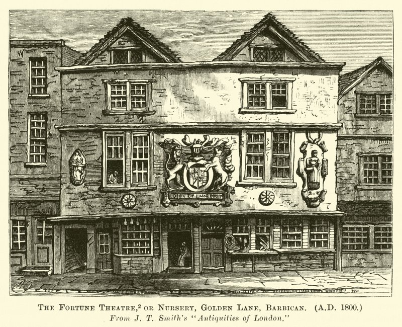 Fortune Theatre, eller Nursery, Golden Lane, Barbican, AD 1800 av English School
