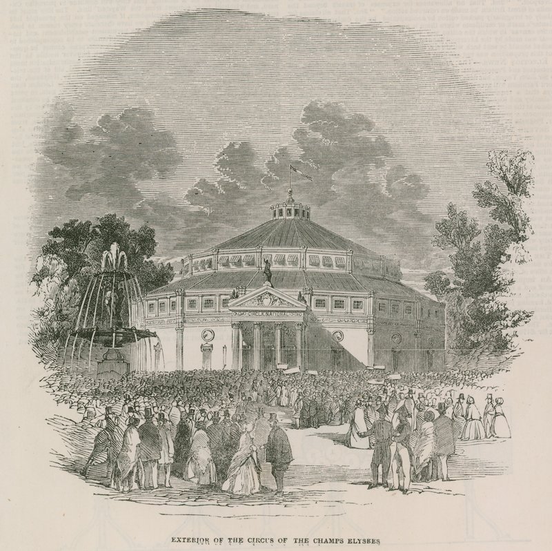 Det franske nasjonale lotteriet - utsiden av Circus of the Champs Elysees, Paris, Frankrike av English School