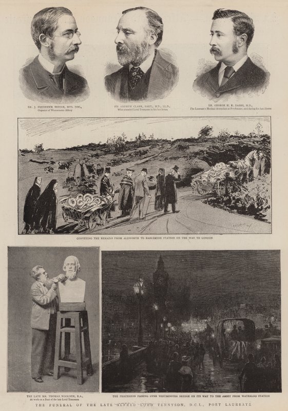 Begravelsen til avdøde Alfred Lord Tennyson, DCL, poetprisvinner (gravering) av English School