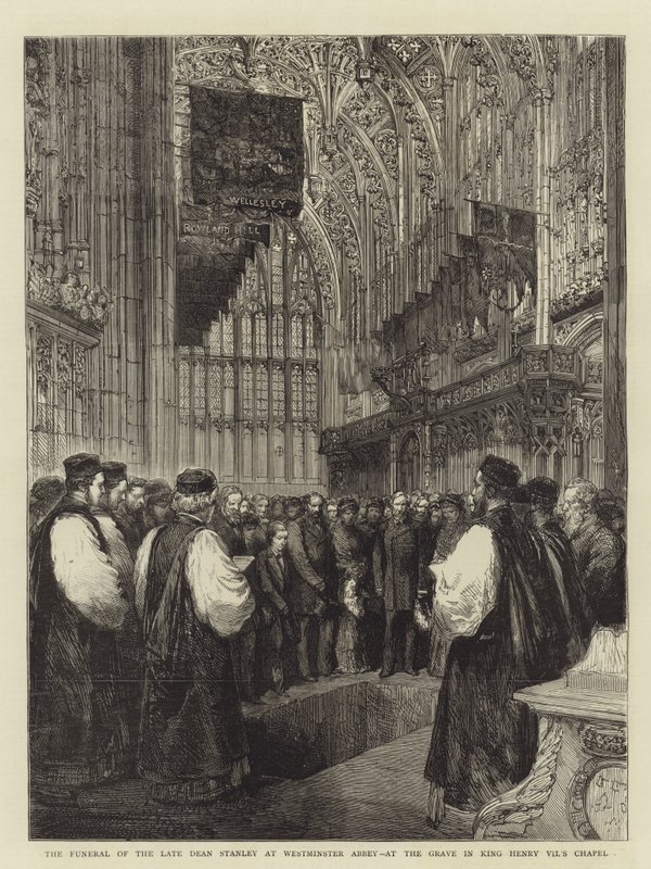 Begravelsen til den avdøde dekan Stanley i Westminster Abbey, ved graven i kong Henry VIIs kapell (gravering) av English School