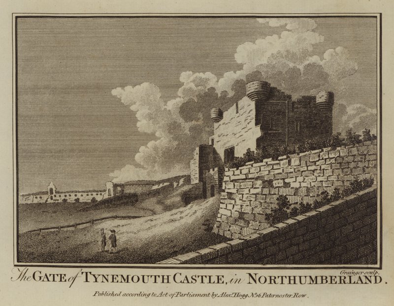 The Gate of Tynemouth Castle, i Northumberland (gravering) av English School