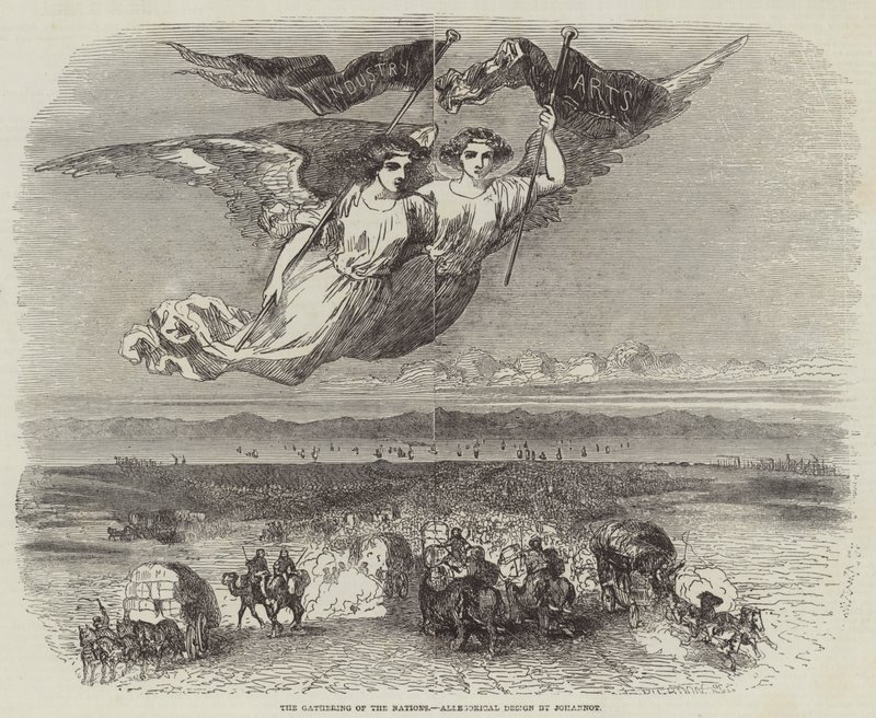 The Gathering of the Nations, allegorisk design av Johannot (gravering) av English School