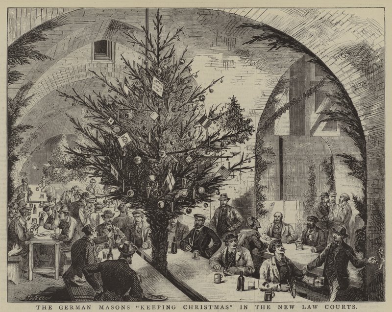 De tyske frimurerne «holder jul» i de nye domstolene (gravering) av English School