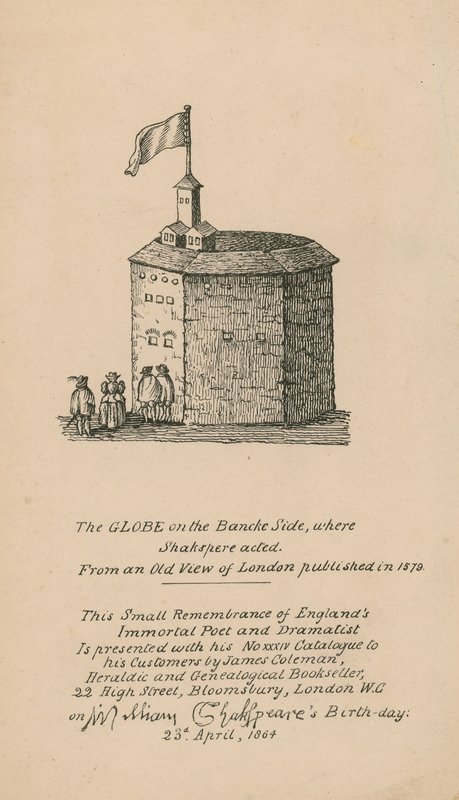 The Globe, Bankside, London, basert på et gammelt syn på London publisert i 1579 av English School