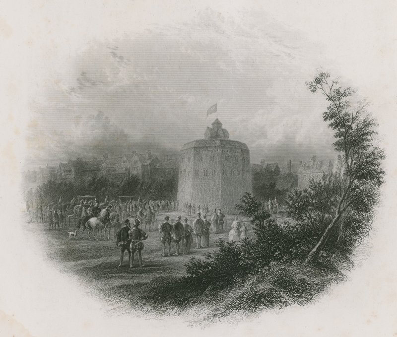 The Globe Theatre, Bankside, 1593 av English School