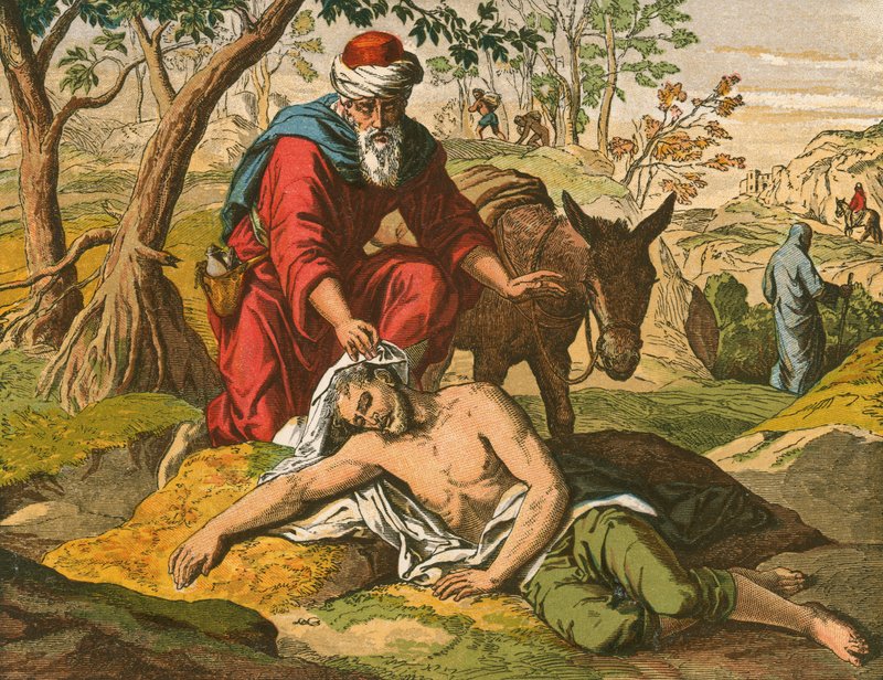 Den barmhjertige samaritan av English School