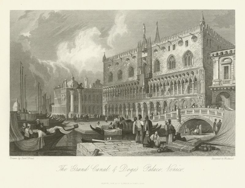 Canal Grande og Doges Palace, Venezia, 1844 av English School