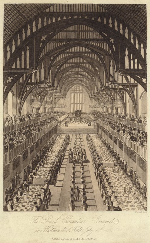 The Grand Coronation Bankett i Westminster Hall av English School