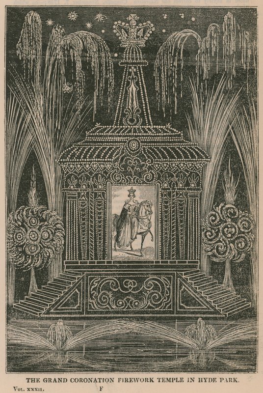 Fyrverkeri-tempelet Grand Coronation i Hyde Park av English School