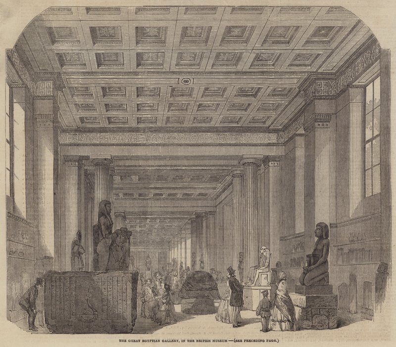 Det store egyptiske galleriet, i British Museum (gravering) av English School