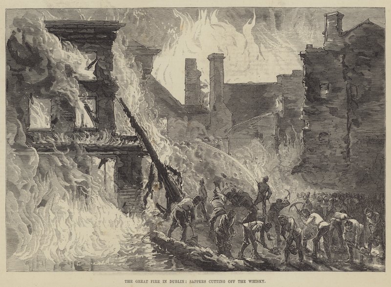 The Great Fire i Dublin, Sappers kuttet av whiskyen (gravering) av English School