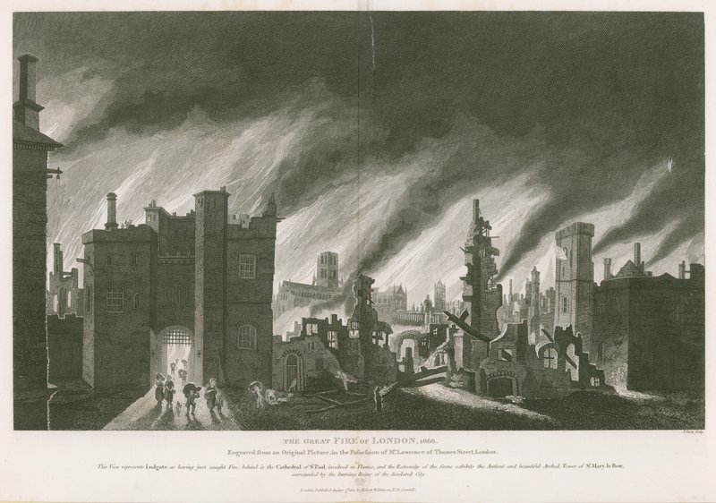 Den store brannen i London, 1666 av English School