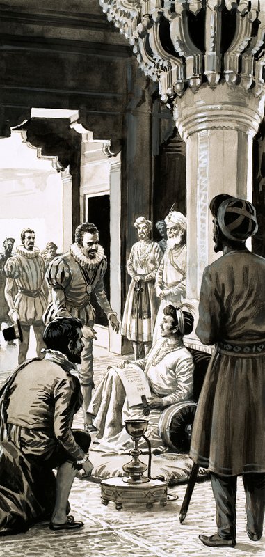 The Great Reign of the Lucky Emperor (gouache på papir) av English School