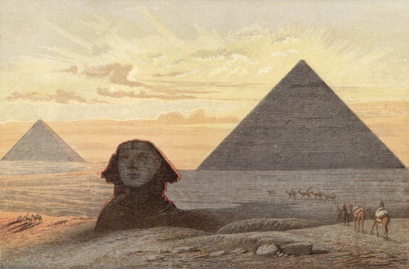 Den store sfinksen og pyramidene i Gizeh av English School