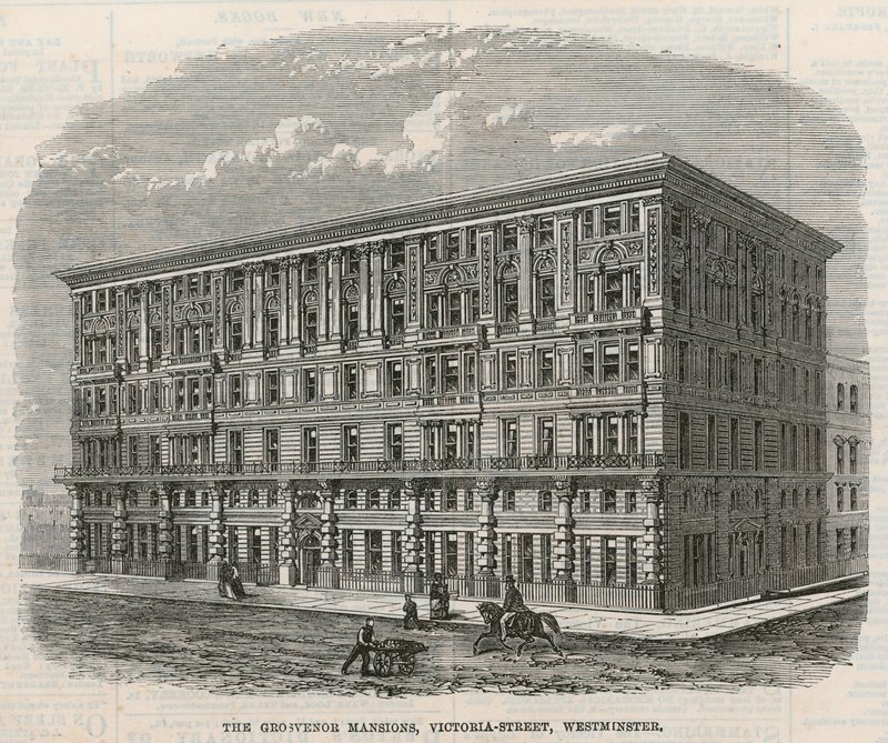The Grosvenor Mansions, Victoria Street, Westminster, London av English School