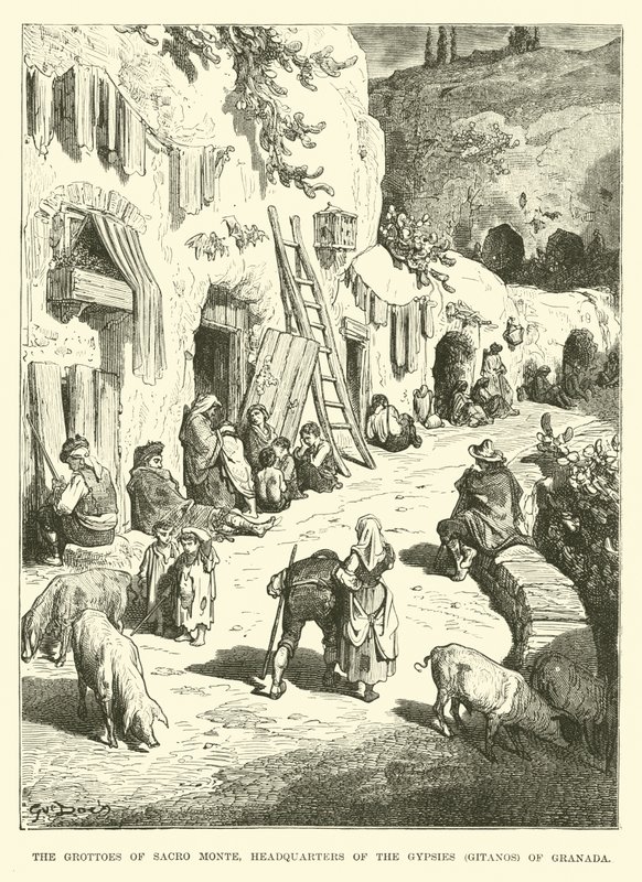 Grottene til Sacro Monte, hovedkvarteret til sigøynerne, Gitanos i Granada av English School