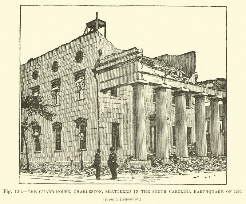 The Guard-House, Charleston, knuste i jordskjelvet i South Carolina i 1886 av English School